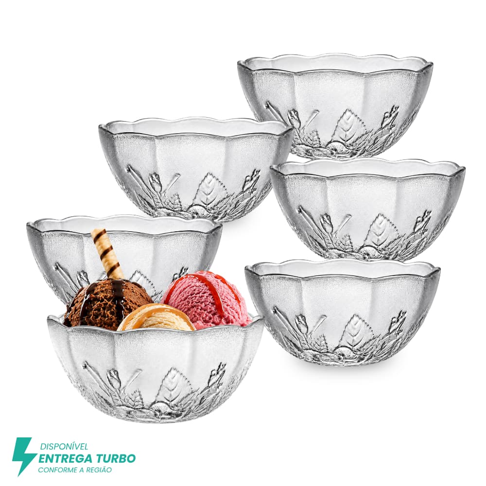 Conjunto de Tigelas de Vidro 250ml - Elegantes, ideal para Sobremesas, Porções e Petiscos