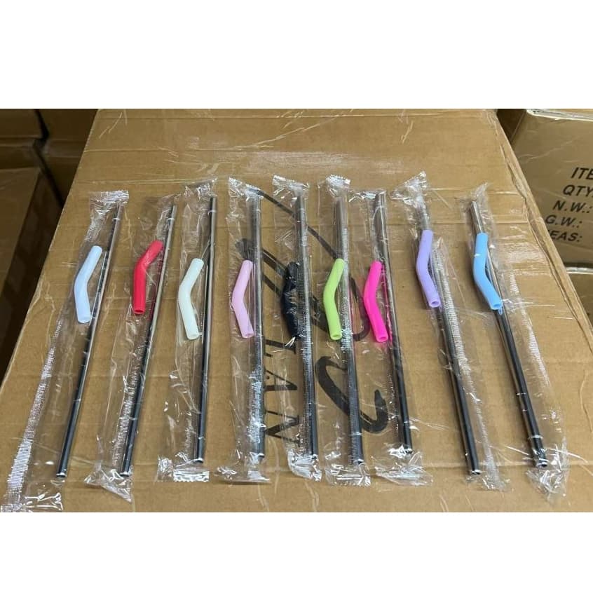 Canudo inox com bico silicone para copo grande de 1,200litros