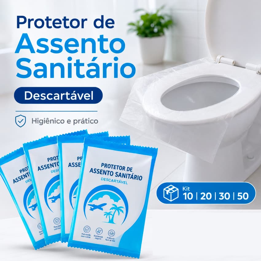 Kit 50 Protetor De Assento Sanitário Descartável Capa Higiênica Banheiro Público E Privado