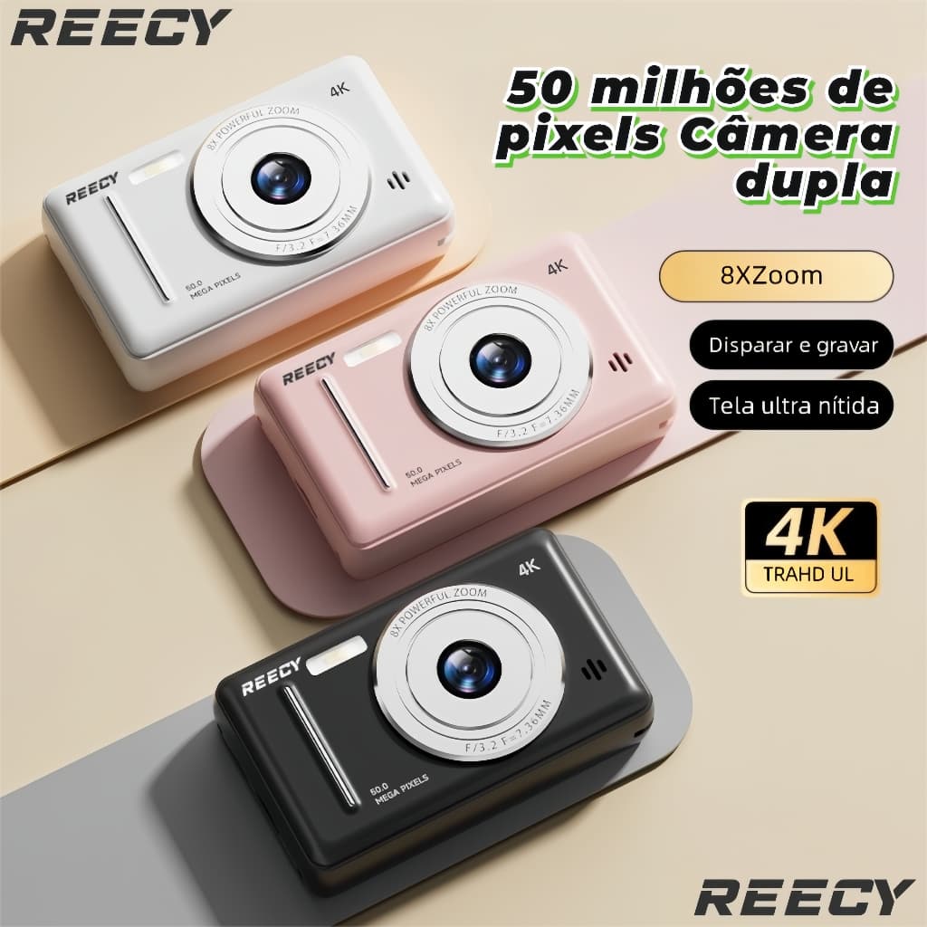 HD Retrô CCD Câmera Digital , Câmera Recarregável De 2.4 Polegadas Com Zoom 8x , Compacta , 48MP , Estudante