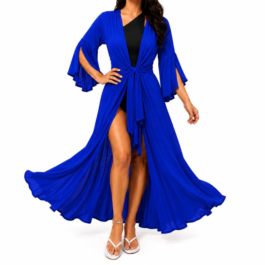 Kimono Saida de Praia Longo Fler com Amarração Fashion