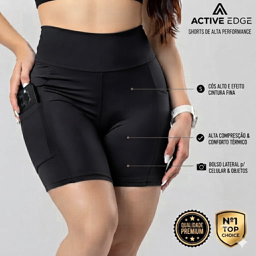 Short  com bolso lateral para corrida caminhada Academia Feminino Fitness