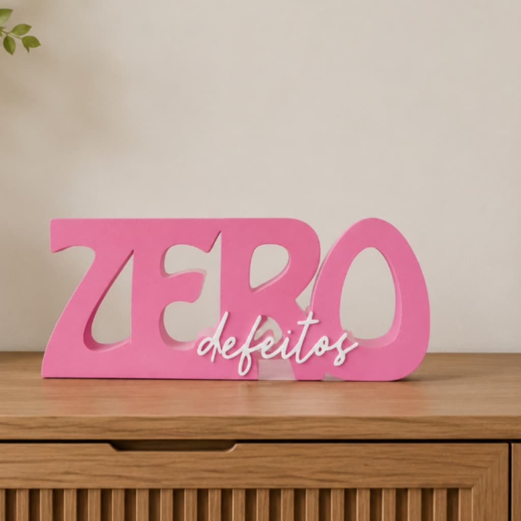 Placa Decorativa Zero Defeitos Decoração Divertida para Mesa, Estante e Escritório Presente Criativo