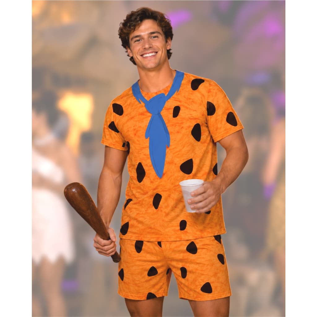 Fantasia Fred Flintstone Adulto Carnaval Festa Temática homem das cavernas Carnaval Abadá