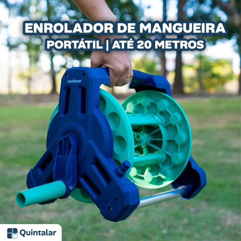 Enrolador de Mangueira Portátil + Fixo até 20m Quintal Jardim