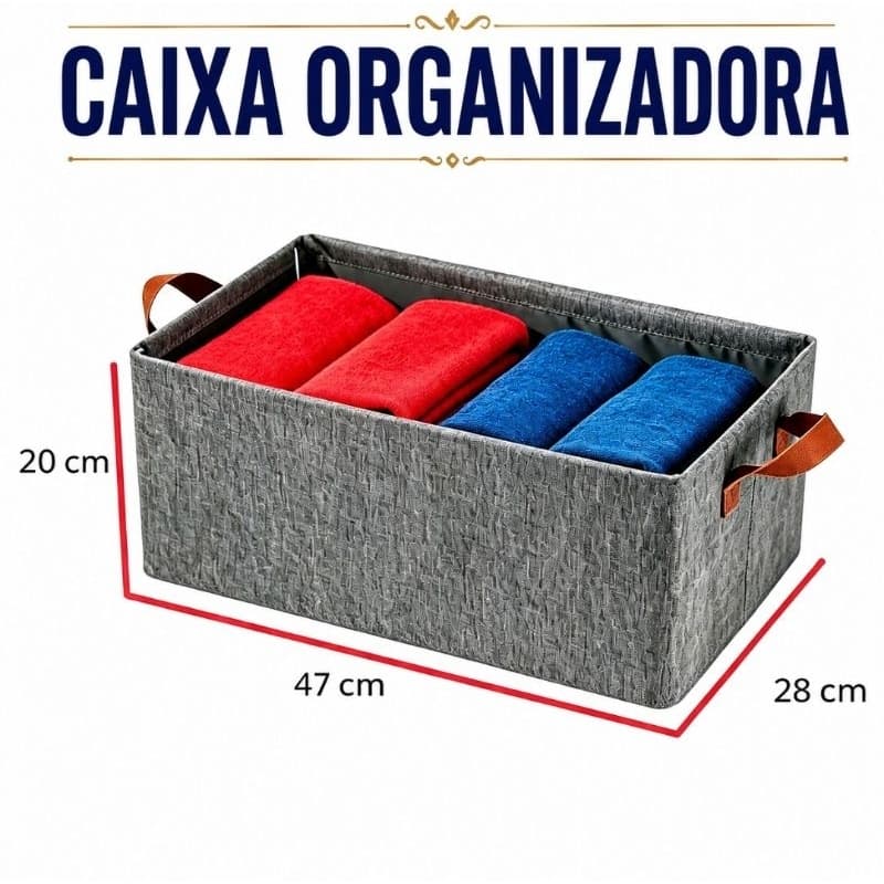 Caixa Organizador Grande de Armazenagem de Roupas Dobrável para Armários Gavetas e Guarda-Roupas