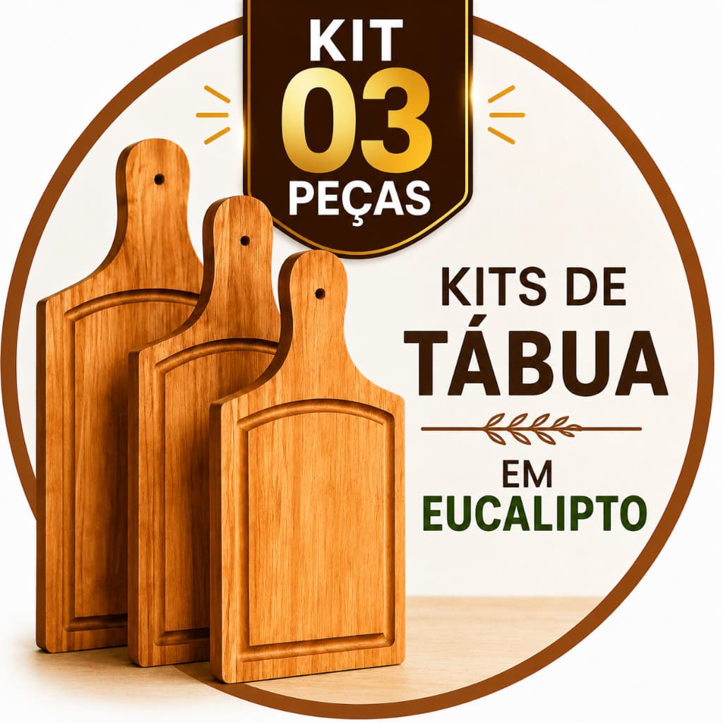 Kit 3 Tábuas de Carne para Cozinha  Rústica  Resistentes, Práticas e Ideais para Cortes de Carnes, Legumes e Temperos