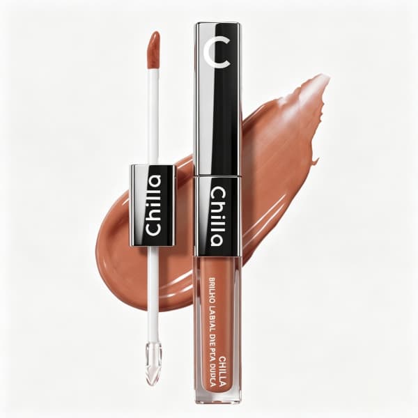 Chilla 6 Cores Duo Lip Gloss 3D - Batom Matte + Brilho Labial, À Prova D'água, Veludo e Hidratante