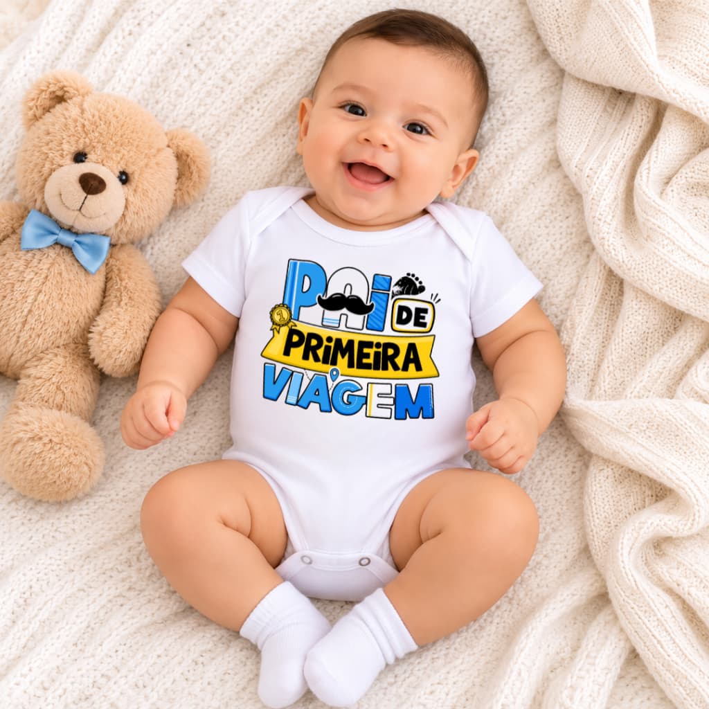 Body Bebê  Dia dos Pais Branco Estampado Presente Dia dos Pais Infantil