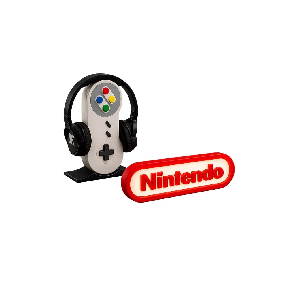 Kit Gamer Nintendo suporte para fone + luminoso Nintendo.