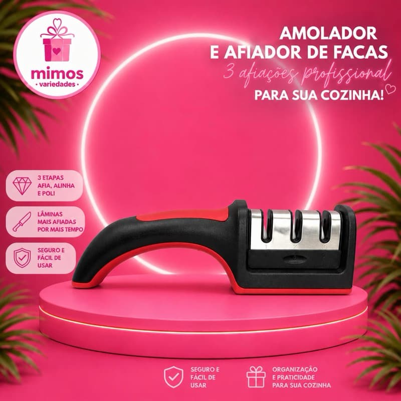 AMOLADOR E AFIADOR DE FACAS 3 AFIAÇÕES PROFISSIONAL