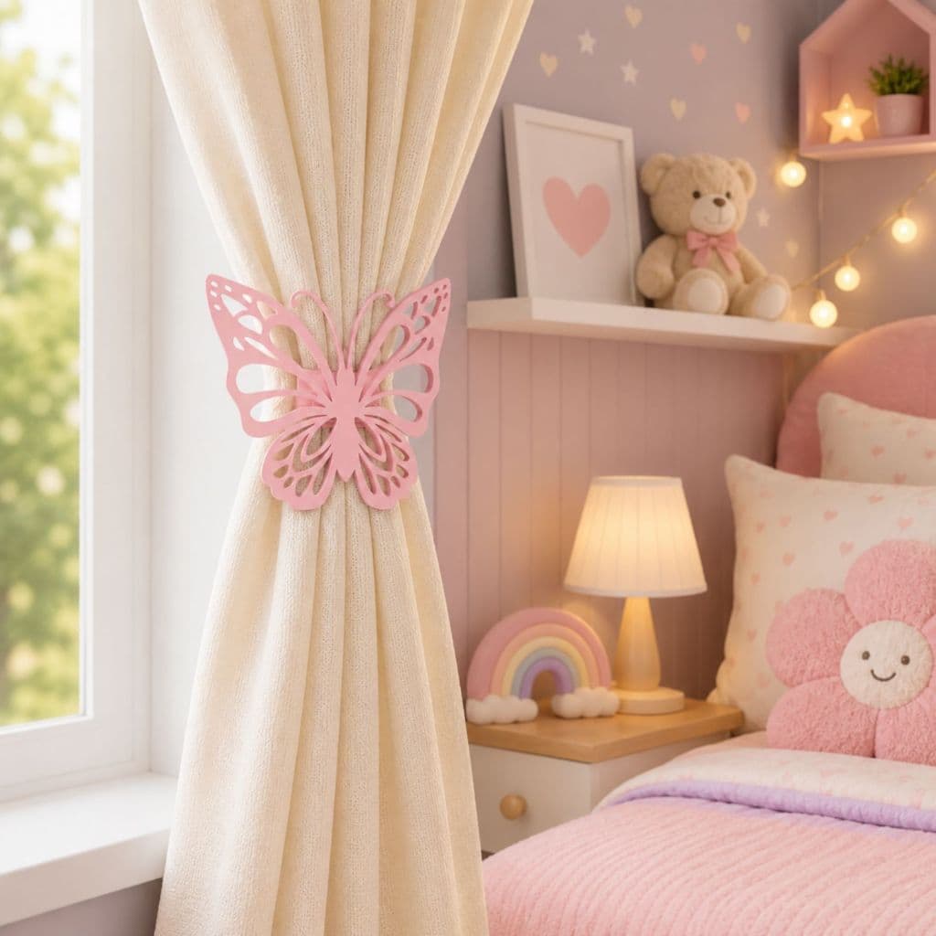 Enfeite Prendedor Cortina Quarto Infantil Borboleta 15cm 2 Unidades