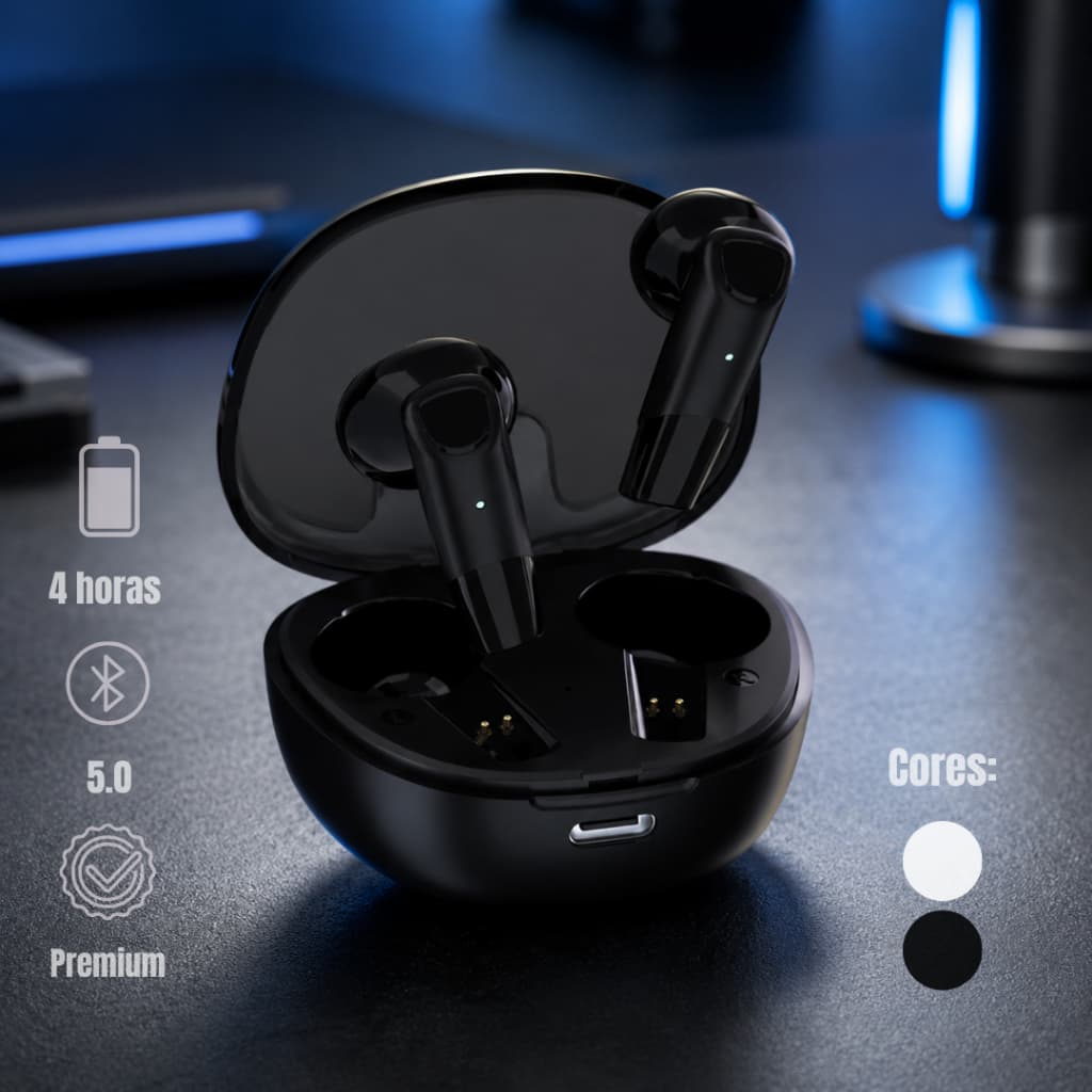 Fone De Ouvido Sem Fio Bluetooth Estéreo Confortável Esportivo Portáteis 5.0