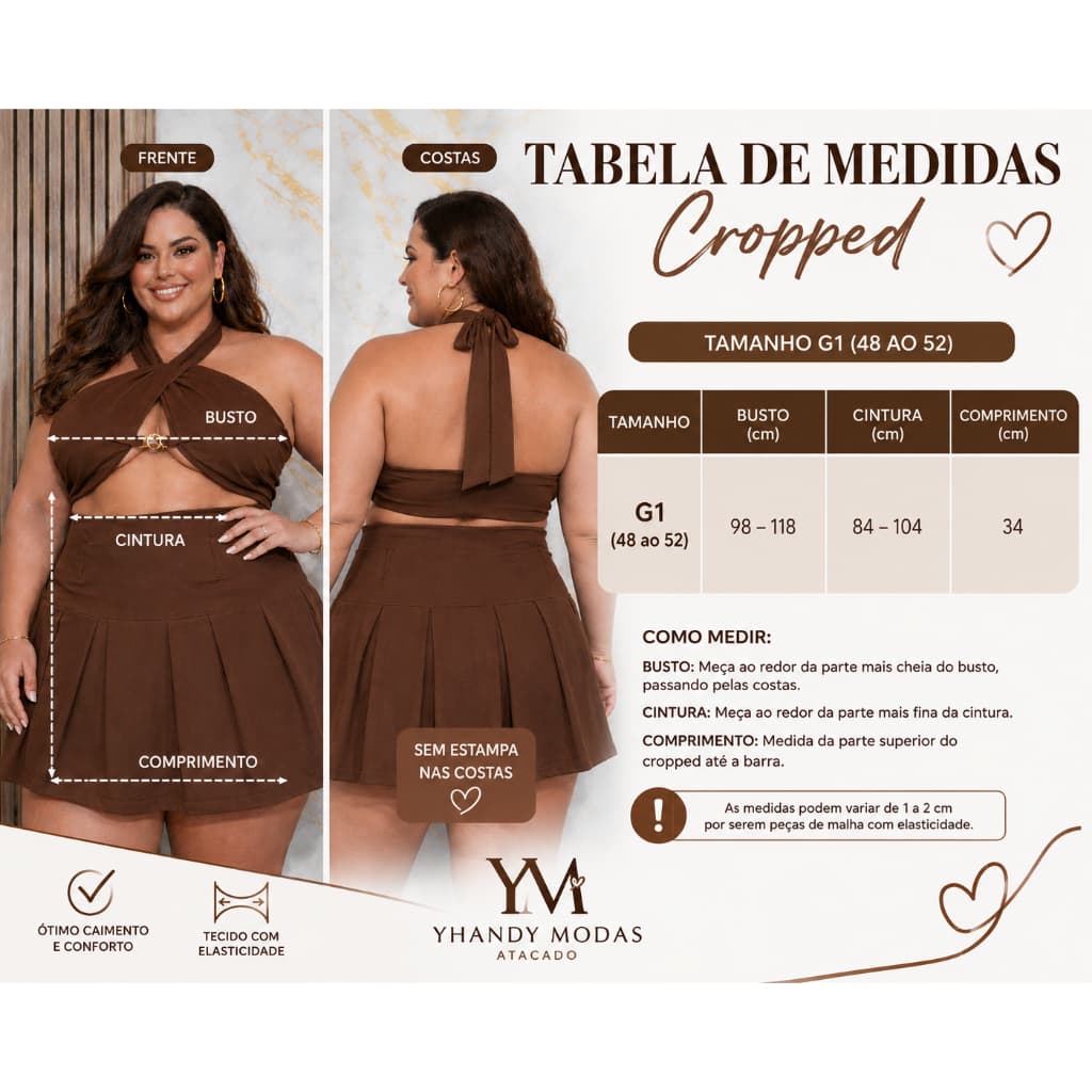 Cropped Plus Size Multiformas Feminino com Argola Dourada em Suplex | Top Frente Única Transpassado | Moda Plus Size G1