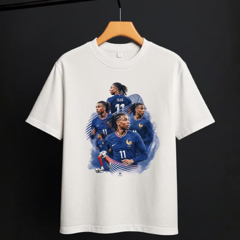 Camiseta Michael Olise França Oversized Futebol Premium Unissex 100% Algodão Presente para Torcedor