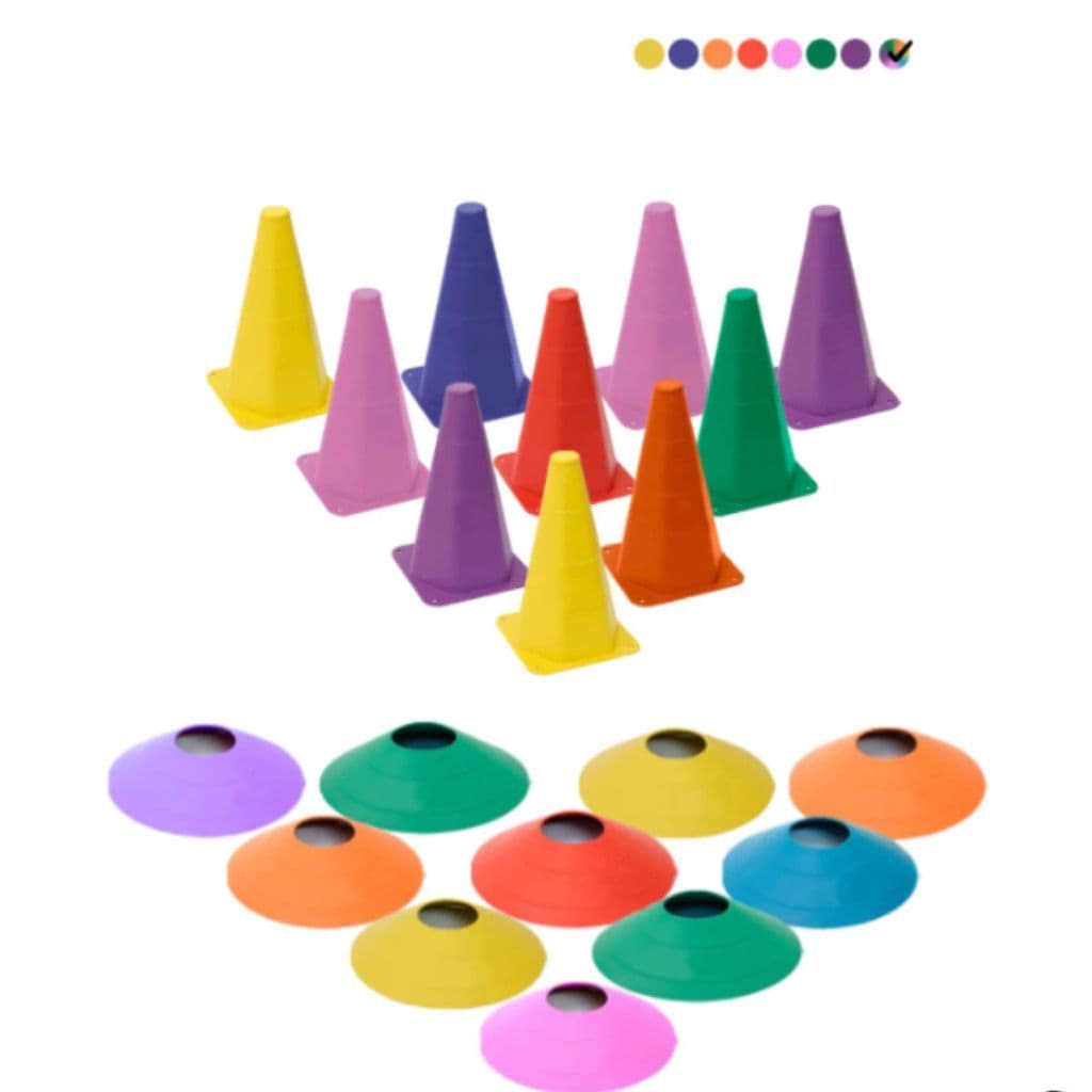 Kit Treino Funcional Agilidade 10 Cones + 10 Chapéus Chinês Treinamento Futebol Futsal Academia