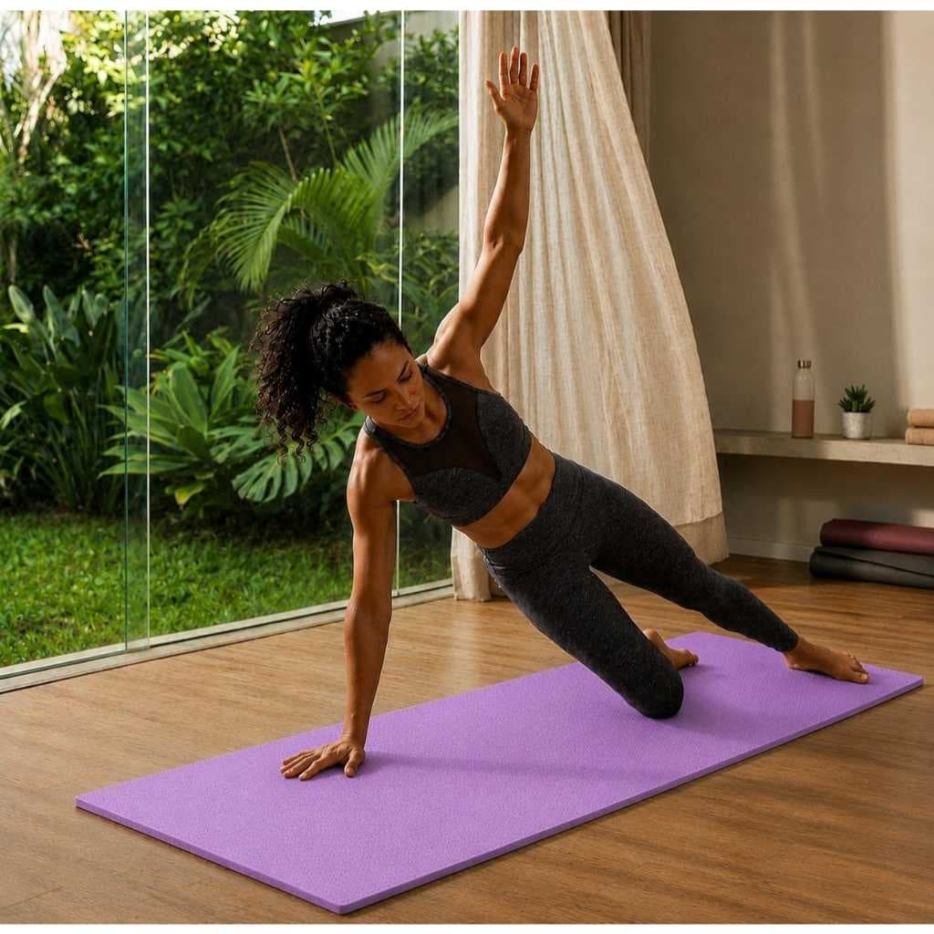 2 Colchonetes Lilás Fitness Antiderrapante Alta Densidade para Yoga, Pilates, Academia, Alongamento, Exercício