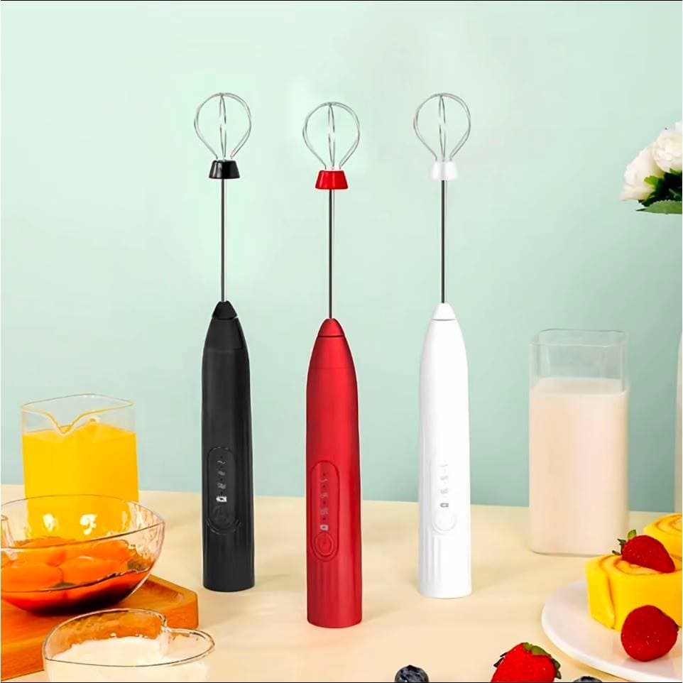 Mixer Elétrico Portátil 3 em 1 Recarregável USB Batedor de Bebidas Café Leite Ovo