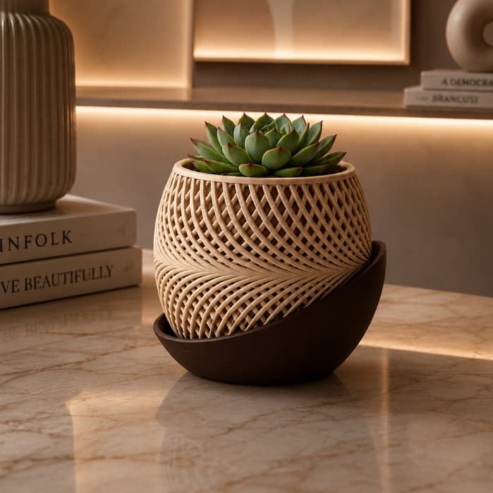 Vaso Decorativo Premium Design Moderno Com Prato Removível