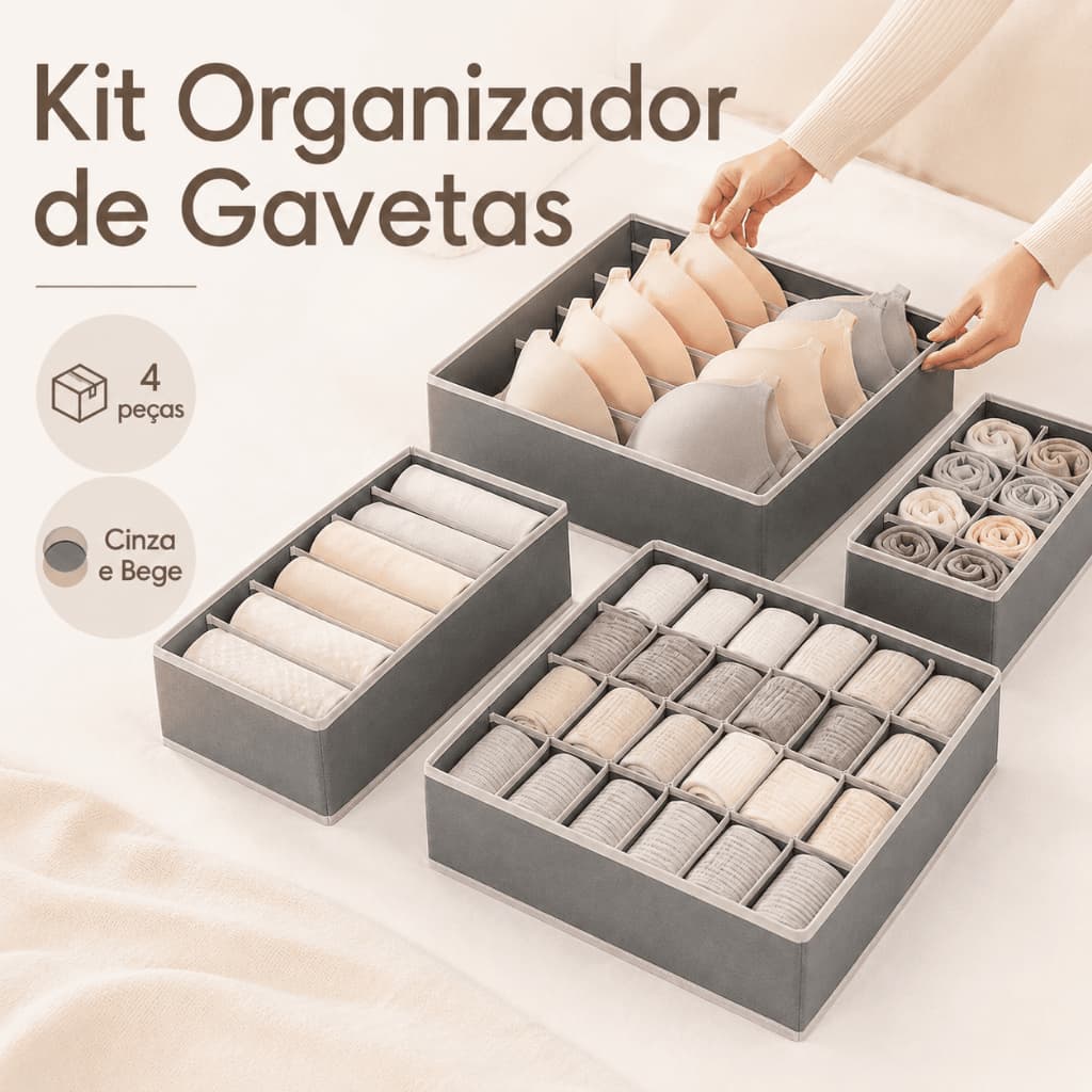Kit 4 Colmeias Organizadoras de Gaveta 45 Divisórias para Guarda-Roupa, Meias e Íntimas