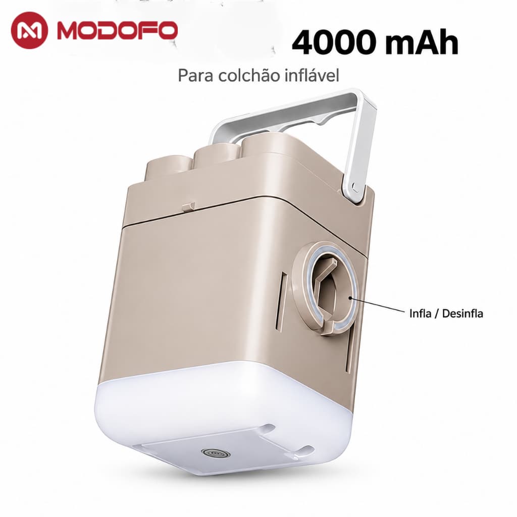 MODOFO Bomba de ar para colchões infláveis , travesseiros e sofás infláveis – bomba integrada, portátil, automática