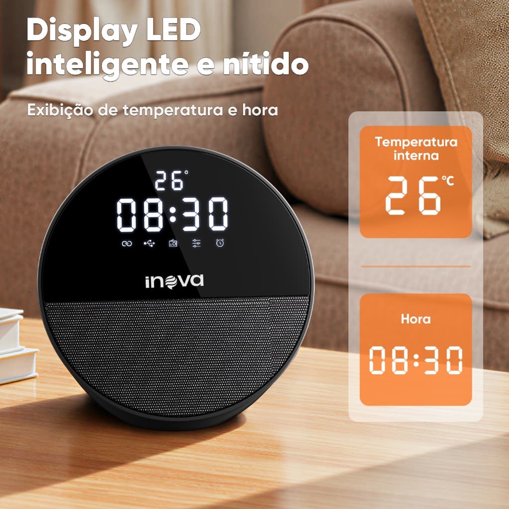 INOVA Despertador Alto-falante Bluetooth Para Dormentes Pesados Temperatura LED Cabeceira Mesa