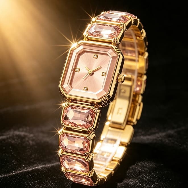 VAVAVOOM Luxury Rectangular Diamond Women's Watch Waterproof Quartz Stainless Steel Date Watches