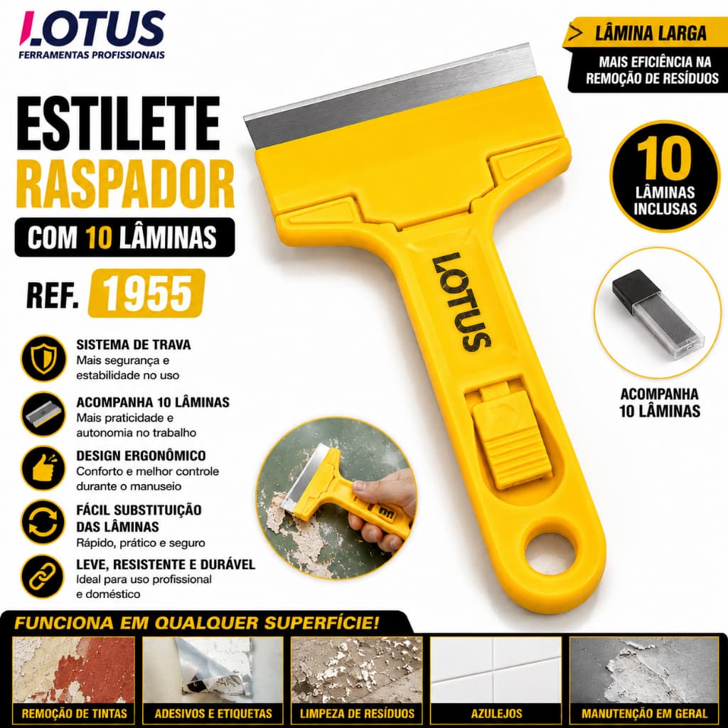 Estilete Raspador com 10 Lâminas | 1955 | Profissional e Doméstico