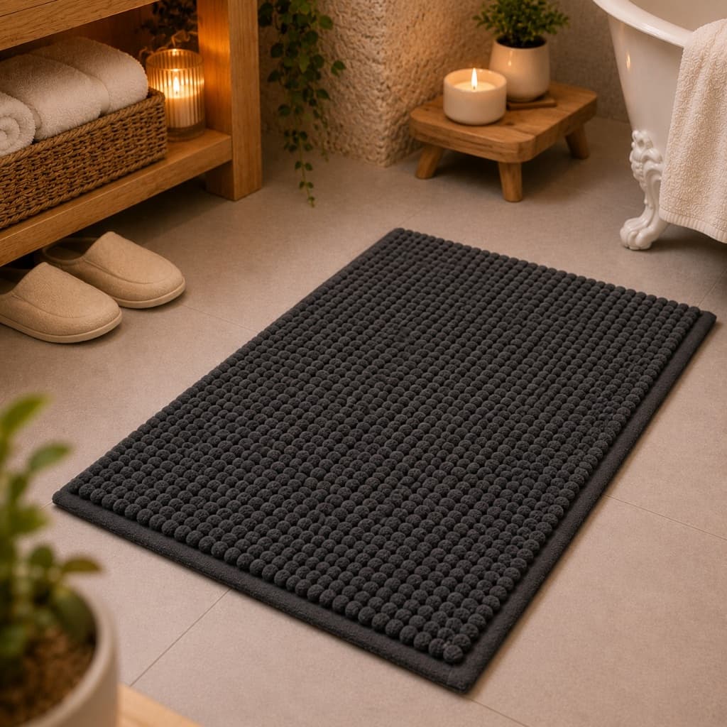 Tapete de Banheiro Dedinho Fofo Antiderrapante 60x40cm Super Macio Absorvente Secagem Rápida Lavável em Poliéster