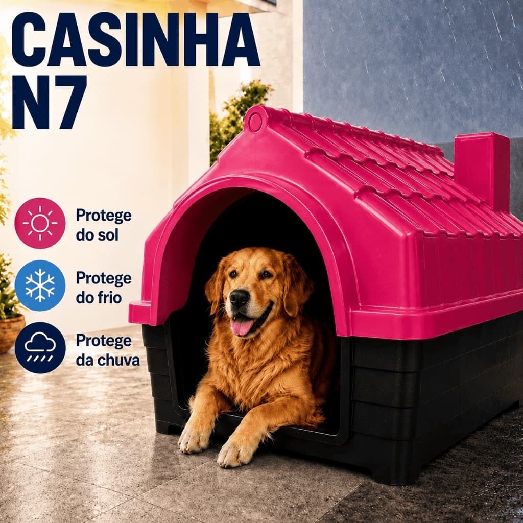Casinha Cachorro Médio N7 Casa  Pet Com Proteção Raios UV