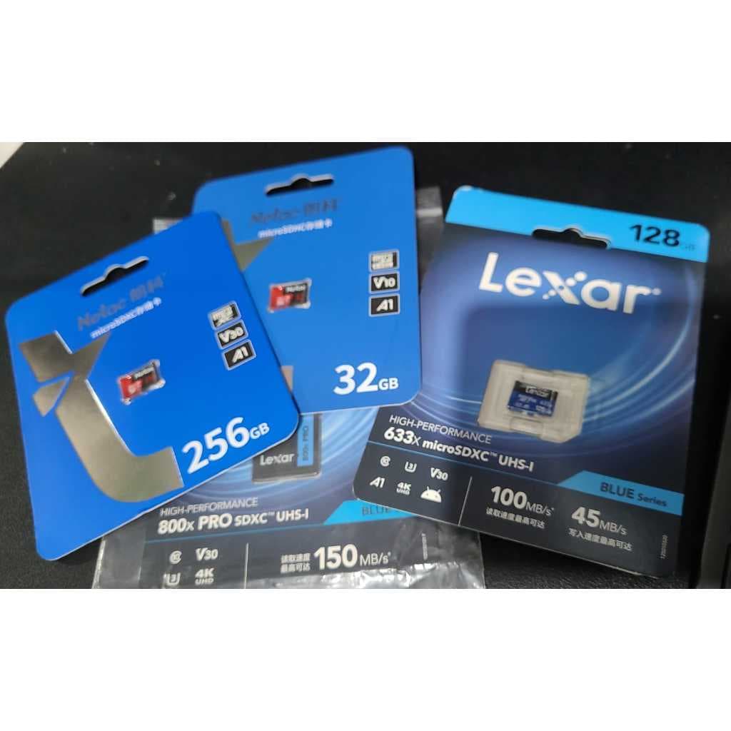 Cartão de Memória SD Netac 32gb 256gb e Lexar 64gb 128gb SDXC UHS-I 250MB/s C10 U3 V30 4K UHD Full HD Para Câmeras