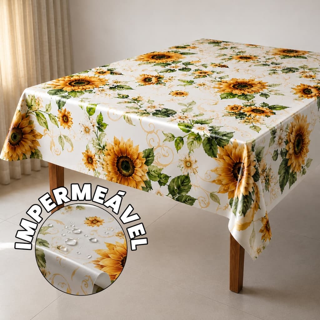 Toalha de Mesa Térmica Impermeável Plástico PVC Limpa Fácil Protege do Calor e Líquidos Estampas Sortidas 4 6 8 Lugares