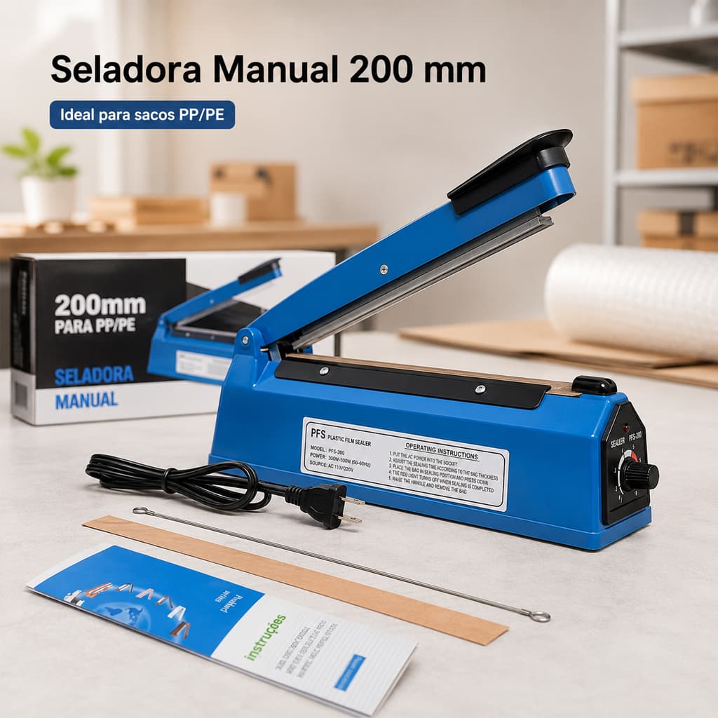 Seladora De Plástico Manual 20 Cm - Seladora De Embalagens Elétrica