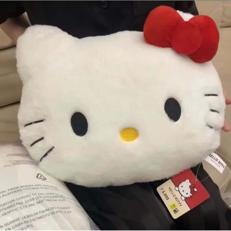 Almofada Hello Kitty Pelúcia Gigante 40cm Travesseiro Fofo Laço Vermelho Original