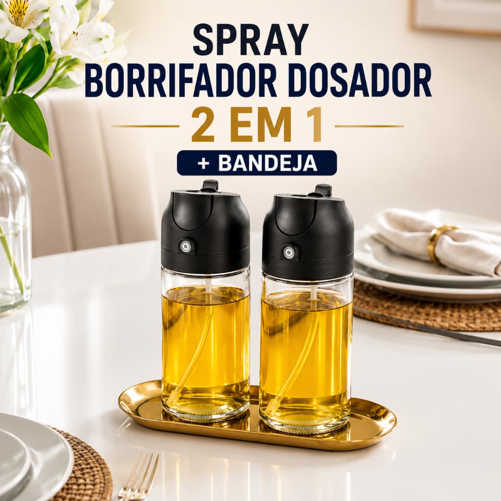 Borrifador Spray Azeite Óleo 2 em 1 Vidro 500ml Pulverizador Galheteiro Dosador Vinagre Cozinha Gourmet Luxo