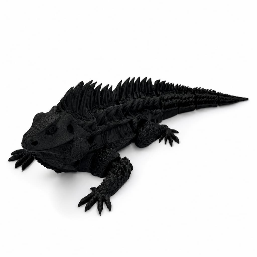 Lagarto Dragão Articulado 3D Preto Decoração Colecionável