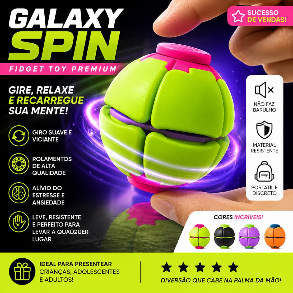 Brinquedo Sensorial Fidget Spinner Antiestresse Axior Orbit com Rolamentos