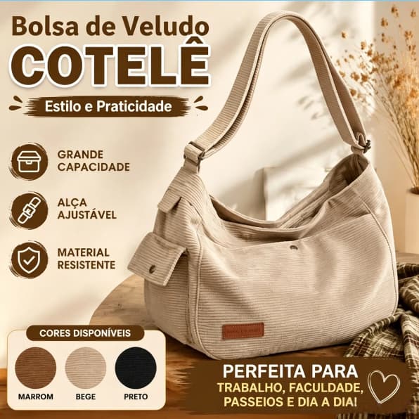 Bolsa de Ombro Feminina de Veludo, Bolsa de Moda de Grande Capacidade Novo Estilo
