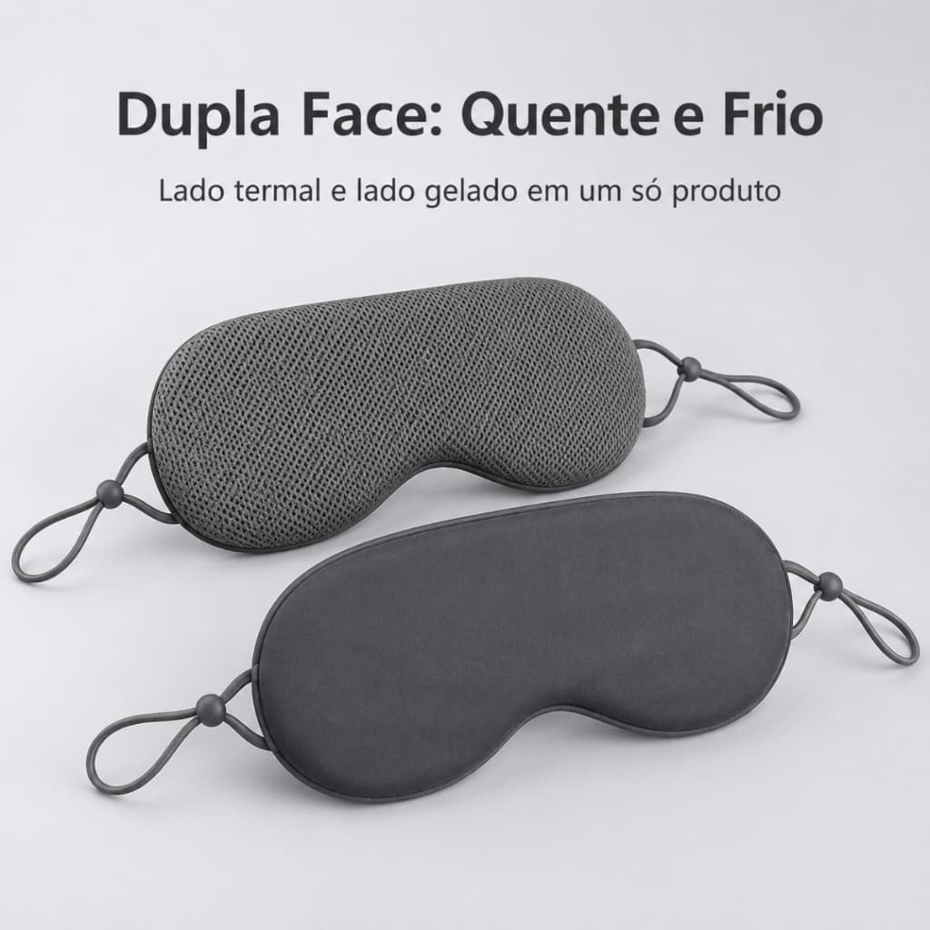 Máscara de Sono Dupla Face Quente e Frio Bloqueio Total de Luz Super Leve Alça Regulável sem Pressão para Cochilo Viagem
