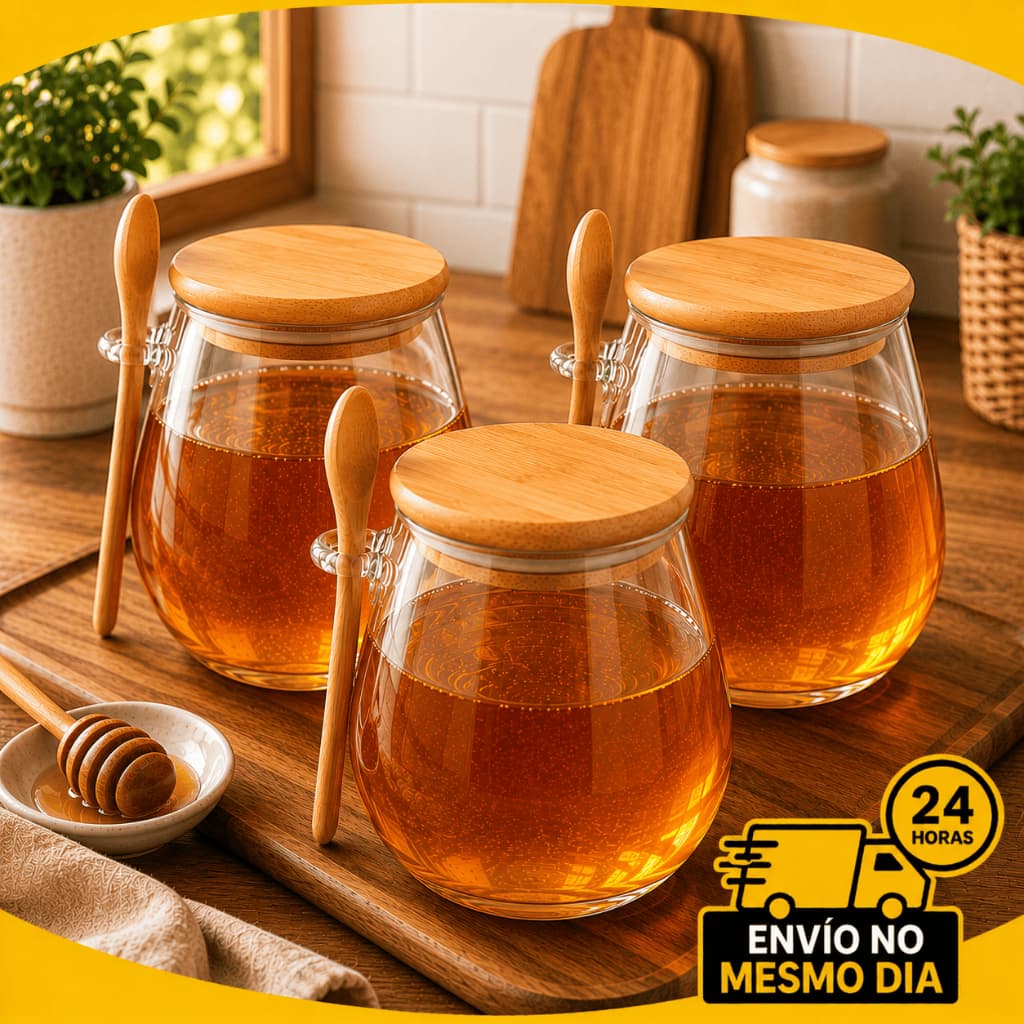 Conjunto 2 Potes Vidro Hermético 1050ML Com Colher E Oval Tampa Bambu Para Organização Envio Imediato