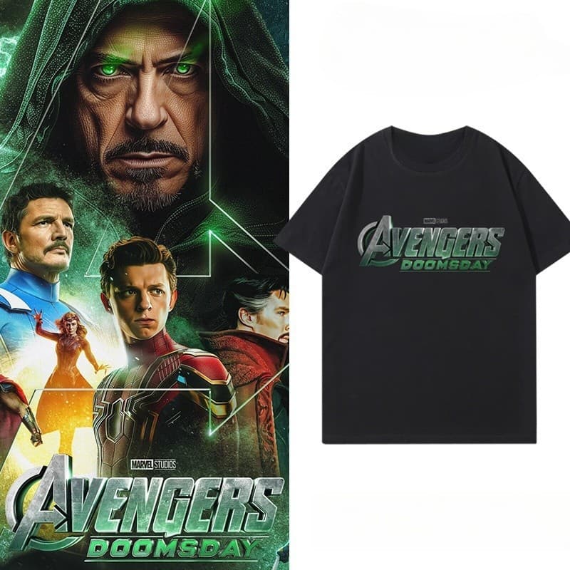 Camiseta de manga curta corte amplo 100% algodão unissex, estampa tema Dia da Destruição dos Vingadores 5