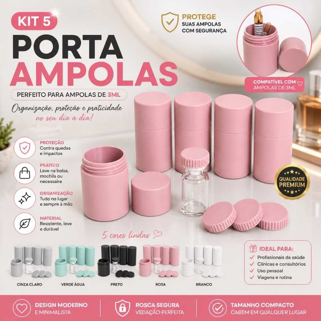 Kit 5 Porta Ampolas para Ampolas de 3ml– Proteção, Organização para suas ampolas