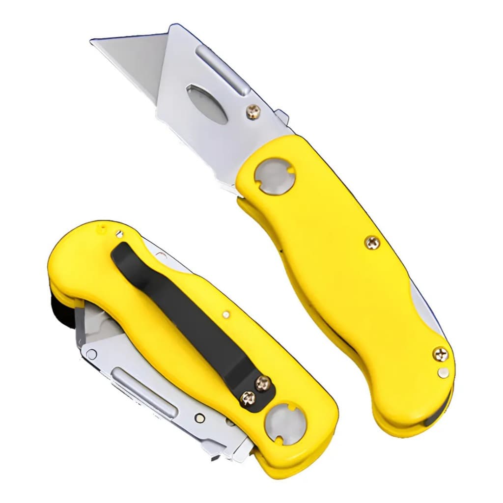 Estilete Dobrável Profissional 15cm Lâmina de Aço Cabo Ergonômico com 3 Lâminas Extras OI-5041