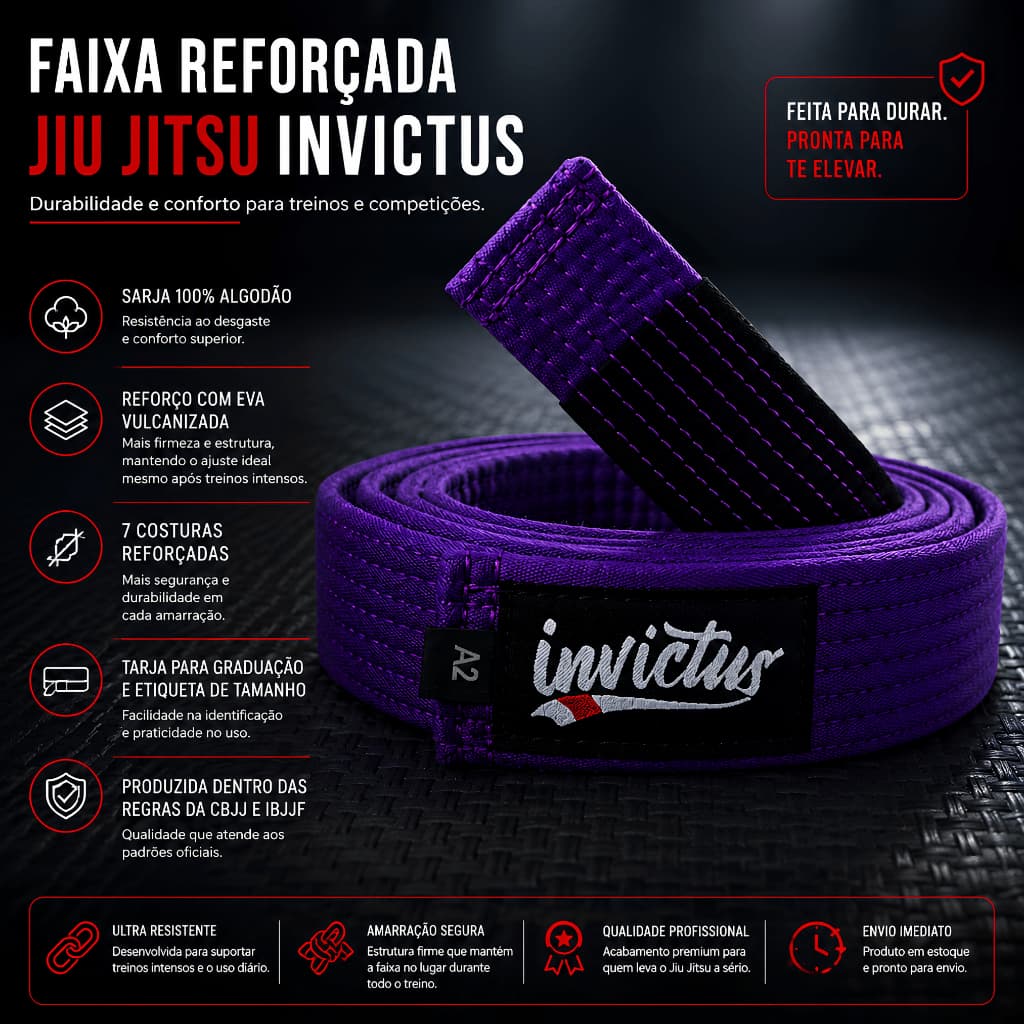 Faixa roxa PERFEITA para  jiu jitsu | ENVIO IMEDIATO - Invictus