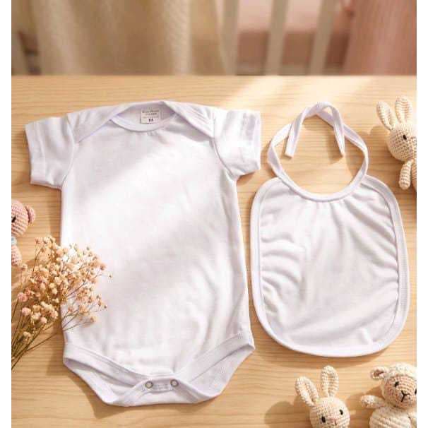 Kit Bebê Recém-Nascido: Body Manga Curta + Babador poliester 96% com elastano  4%