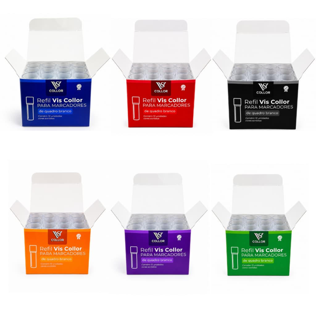 Cartuchos Refil Tinta Para Marcador Pincel Quadro Branco Lousa Escola- 6CXS 12