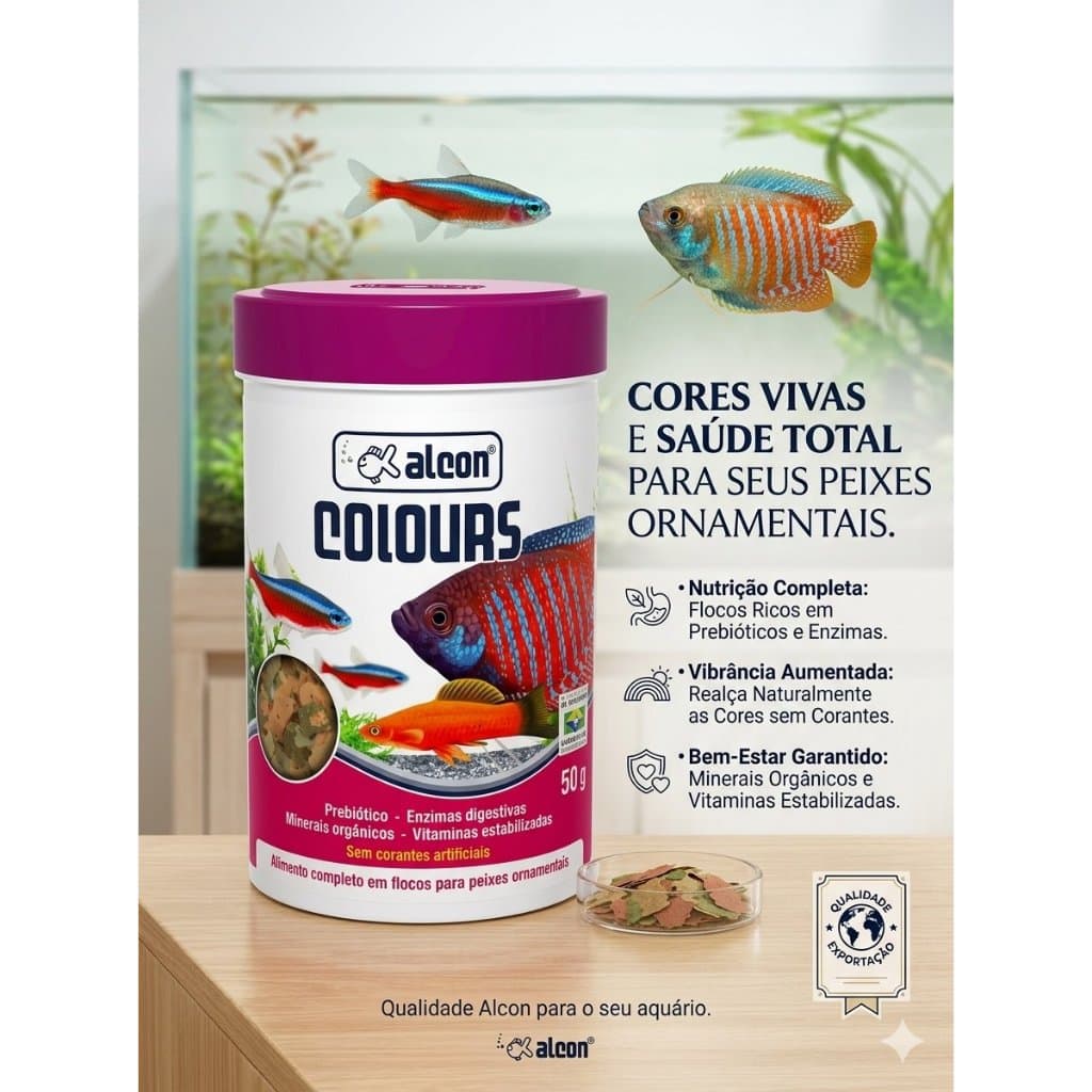 Ração Para Peixes Alcon Colours Flocos 10g