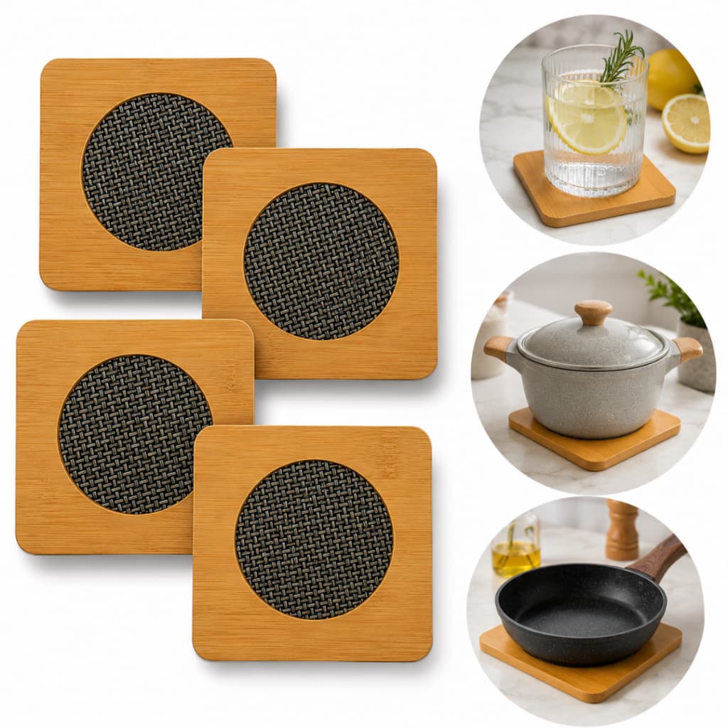 Kit Descanso de Panela MDF 14,5cm Proteção para Mesa Apoio Resistente Porta Panela Quente Antiderrapante Elegante