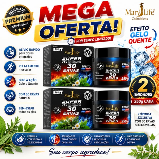 Kit 2 Super Gel 30 Ervas 250g  Envio Imediato - Mentol - Pote