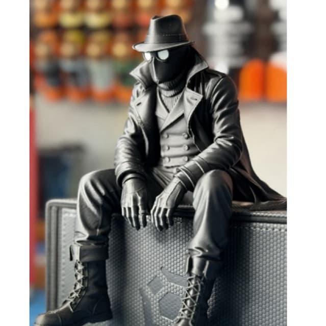 Boneco Homem-Aranha Noir Sentado 3D | Action Figure Colecionável Geek Decoração Gamer